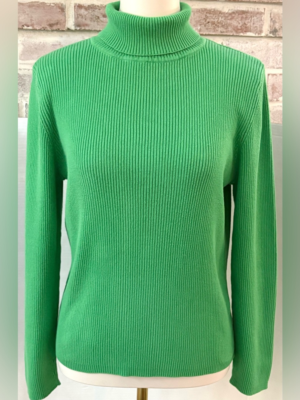 Reference Point Vintage Emerald Green Ribbed Turtleneck Sweater XL 100% Cotton